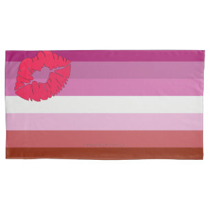 SlipperyJoe lipstick lesbian pride flag feminine c Pillow Case
