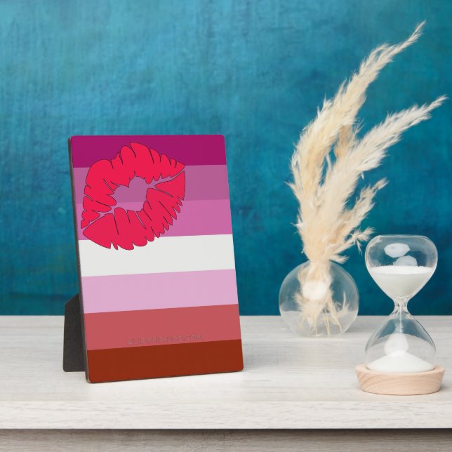 SlipperyJoe lipstick lesbian pride flag feminine c Plaque (Side)