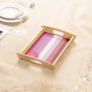 SlipperyJoe lipstick lesbian pride flag feminine c Serving Tray
