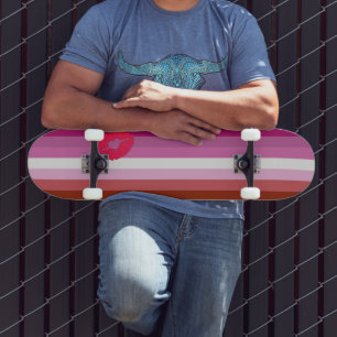 SlipperyJoe lipstick lesbian pride flag feminine c Skateboard