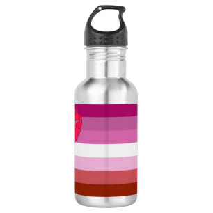 SlipperyJoe lipstick lesbian pride flag feminine c Stainless Steel Water Bottle