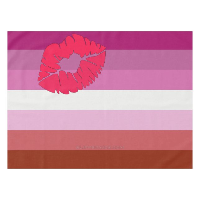 SlipperyJoe lipstick lesbian pride flag feminine c Tablecloth (Front (Horizontal))