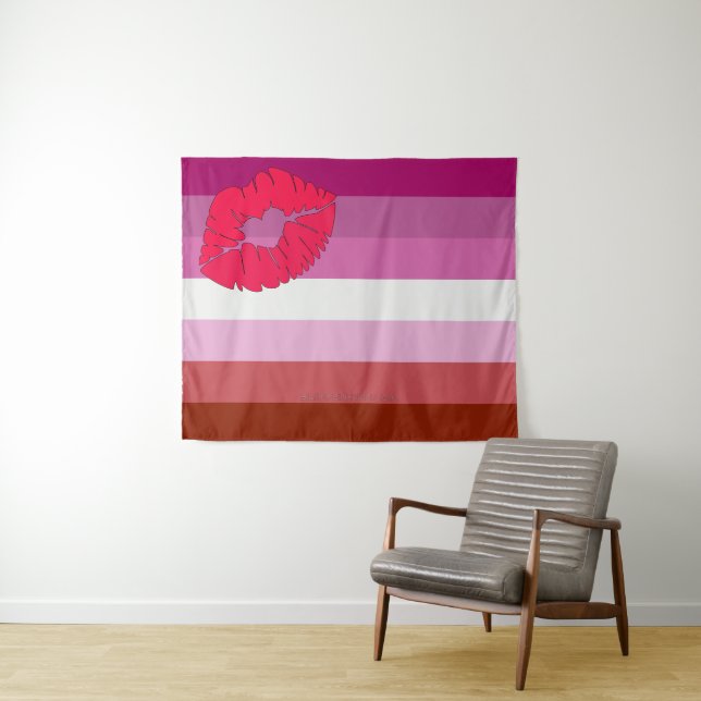 SlipperyJoe lipstick lesbian pride flag feminine c Tapestry (In Situ (Horizontal))