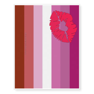 SlipperyJoe lipstick lesbian pride flag feminine c Temporary Tattoos