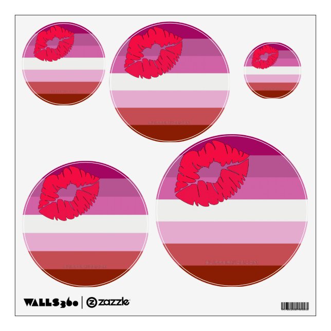 SlipperyJoe lipstick lesbian pride flag feminine c Wall Decal (Front)