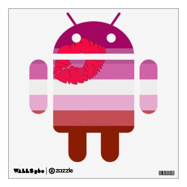 SlipperyJoe lipstick lesbian pride flag feminine c Wall Decal (Front)