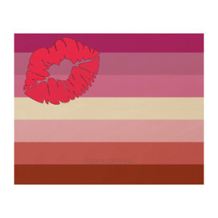 SlipperyJoe lipstick lesbian pride flag feminine c Wood Wall Art