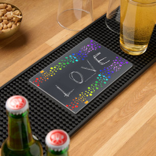 SlipperyJoe love bubbles red orange yellow green c Bar Mat