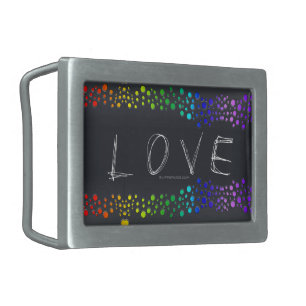 SlipperyJoe love bubbles red orange yellow green c Belt Buckle