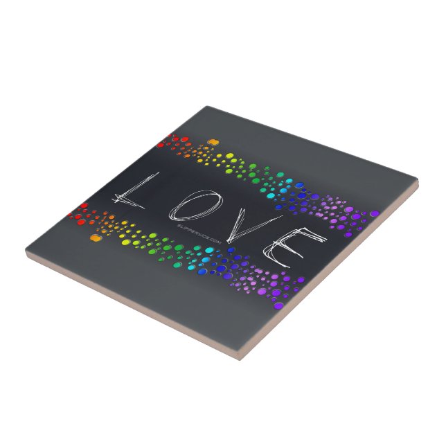 SlipperyJoe love bubbles red orange yellow green c Ceramic Tile (Side)