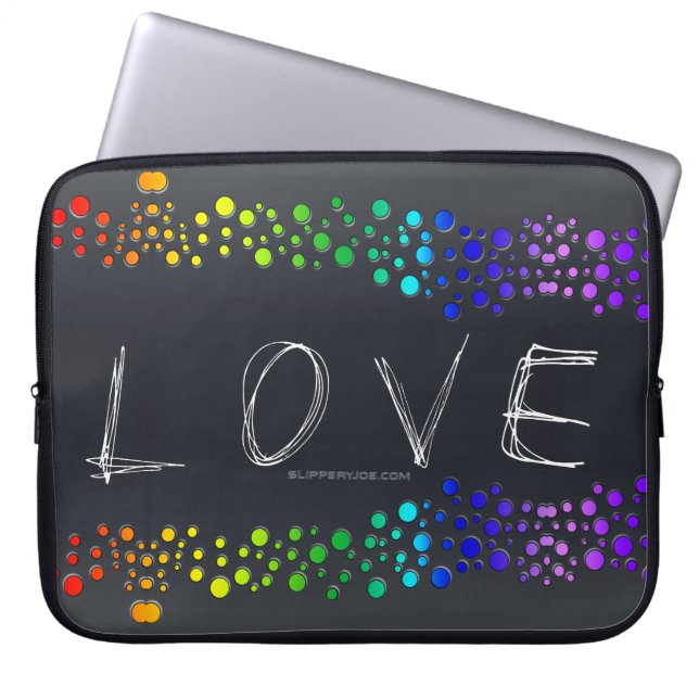 SlipperyJoe love bubbles red orange yellow green c Laptop Sleeve (Front)