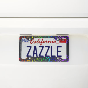 SlipperyJoe love bubbles red orange yellow green c License Plate Frame