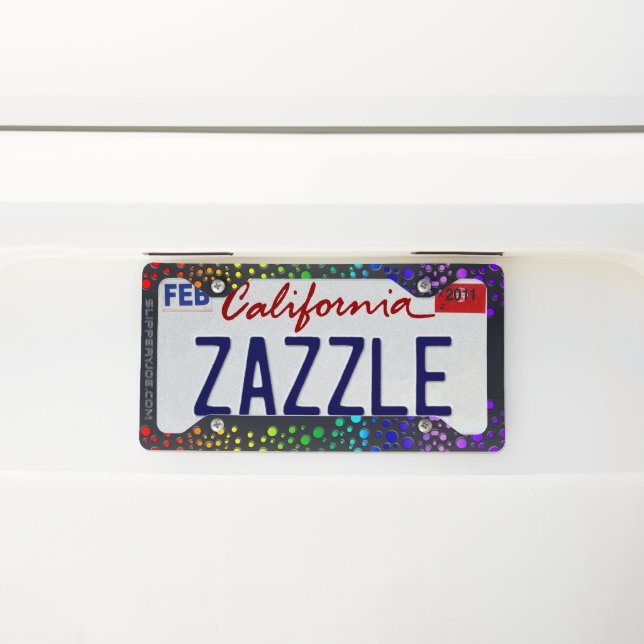 SlipperyJoe love bubbles red orange yellow green c License Plate Frame (On Car)