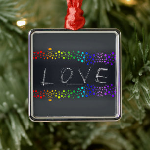 SlipperyJoe love bubbles red orange yellow green c Metal Ornament