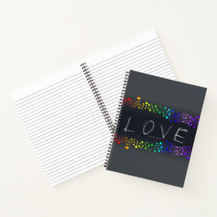 SlipperyJoe love bubbles red orange yellow green c Notebook