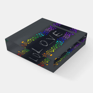 SlipperyJoe love bubbles red orange yellow green c Paperweight