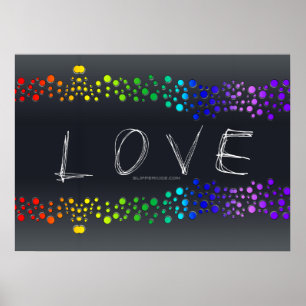 SlipperyJoe love bubbles red orange yellow green c Poster