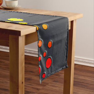 SlipperyJoe love bubbles red orange yellow green c Short Table Runner
