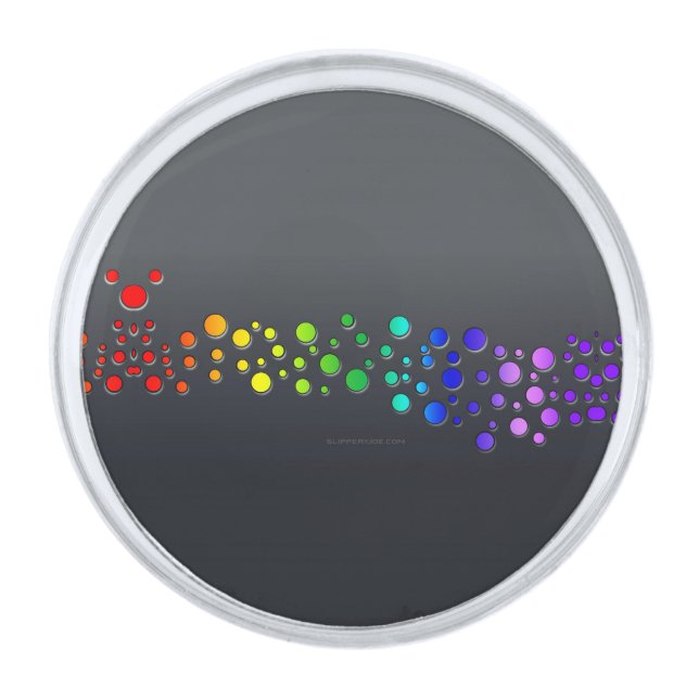 SlipperyJoe love bubbles red orange yellow green c Silver Finish Lapel Pin (Front)