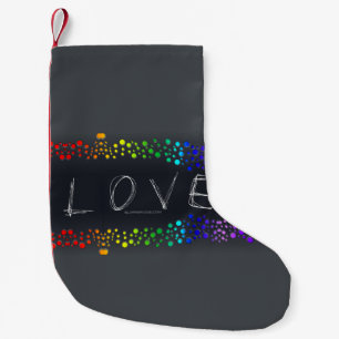 SlipperyJoe love bubbles red orange yellow green c Small Christmas Stocking