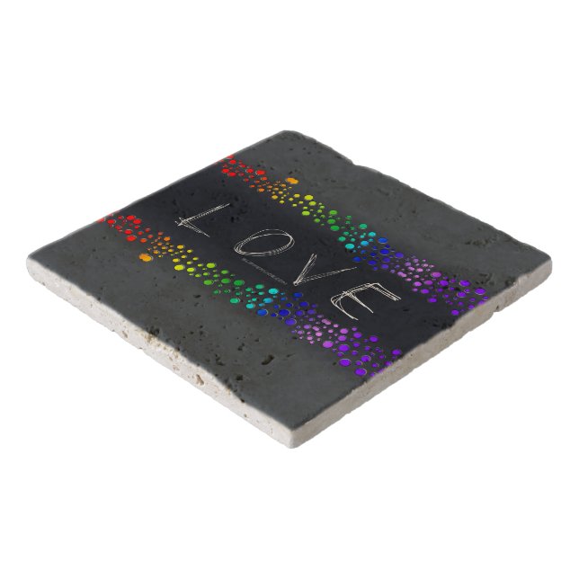 SlipperyJoe love bubbles red orange yellow green c Trivet (Corner)