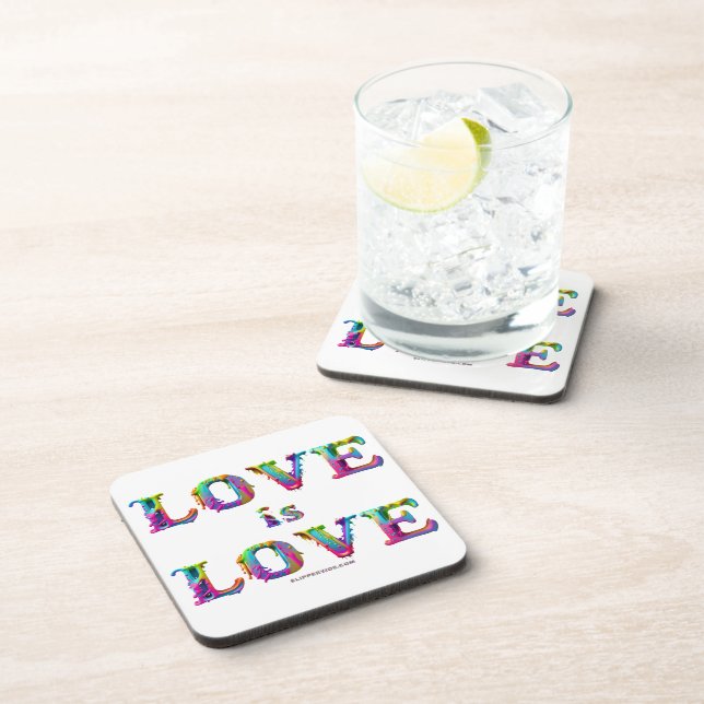 SlipperyJoe love is love dripping melting dynamic  Beverage Coaster (Right Side)