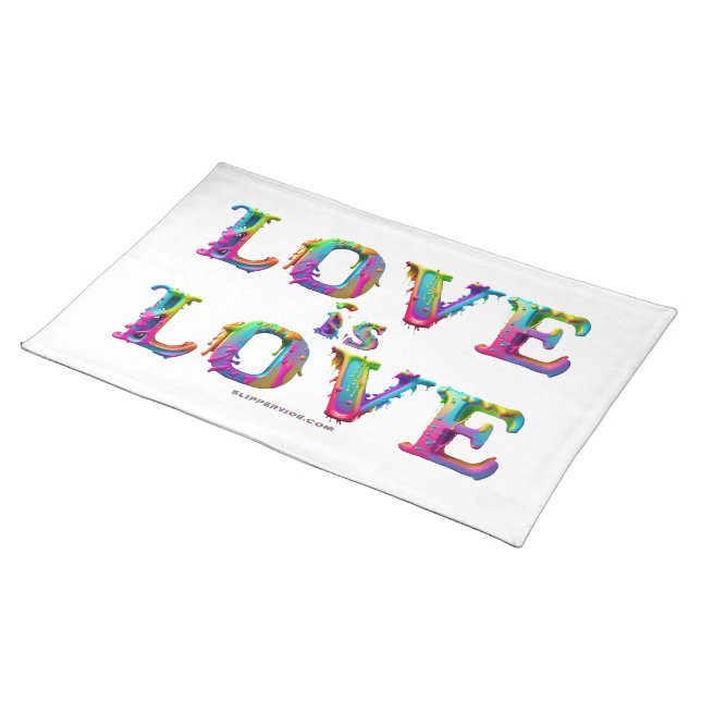 SlipperyJoe love is love dripping melting dynamic  Cloth Placemat (On Table)