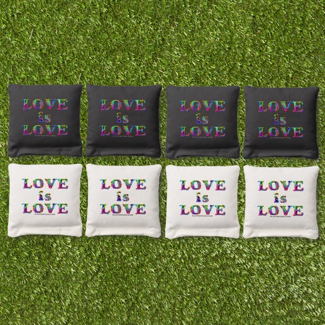 SlipperyJoe love is love dripping melting dynamic  Cornhole Bags (Set)