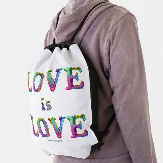 SlipperyJoe love is love dripping melting dynamic  Drawstring Bag (Insitu)