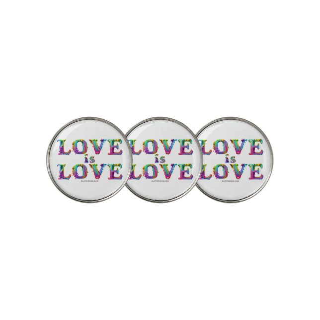 SlipperyJoe love is love dripping melting dynamic  Golf Ball Marker (3 Up)