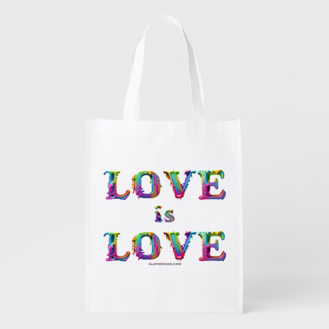 SlipperyJoe love is love dripping melting dynamic  Grocery Bag (Front)