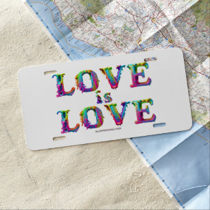 SlipperyJoe love is love dripping melting dynamic License Plate
