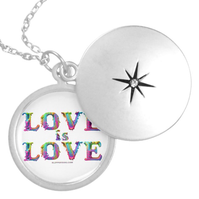 SlipperyJoe love is love dripping melting dynamic  Locket Necklace (Front)