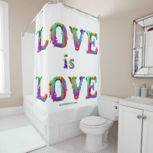 SlipperyJoe love is love dripping melting dynamic Shower Curtain