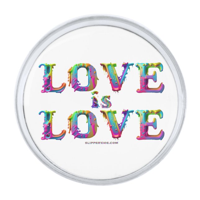 SlipperyJoe love is love dripping melting dynamic  Silver Finish Lapel Pin (Front)