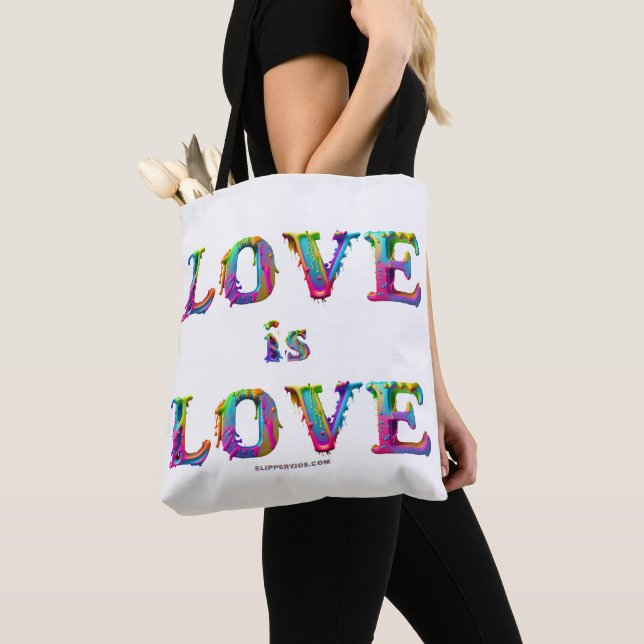 SlipperyJoe love is love dripping melting dynamic  Tote Bag (Close Up)