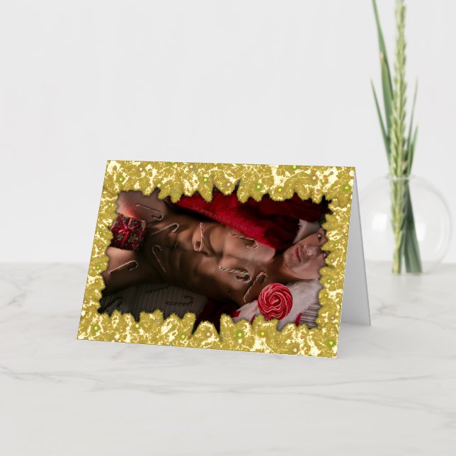 SlipperyJoe male chest six pack stomach bare torso Foil Holiday Card (Front)