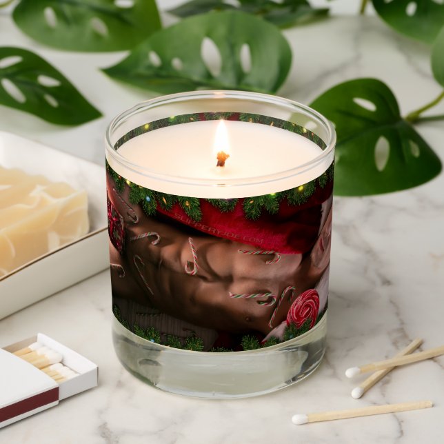 SlipperyJoe male chest six pack stomach bare torso Scented Candle (Lit)
