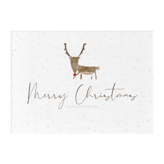 SlipperyJoe Merry Christmas reindeer red-nose antl Acrylic Print (Front)