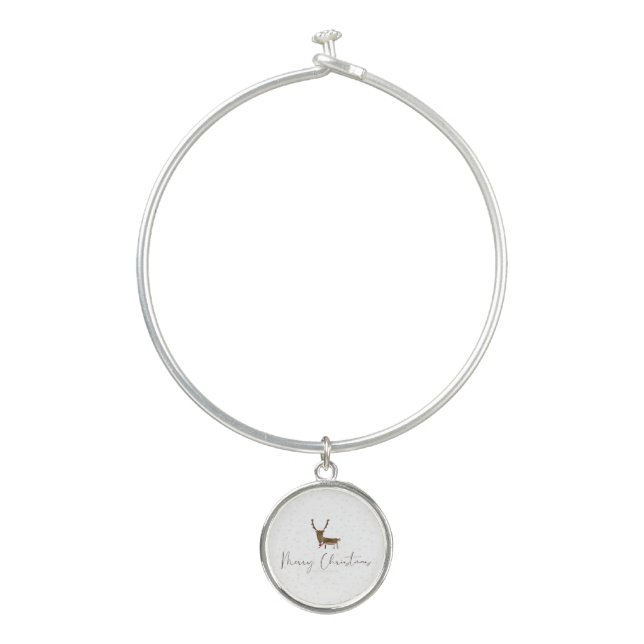 SlipperyJoe Merry Christmas reindeer red-nose antl Bangle Bracelet (Front)