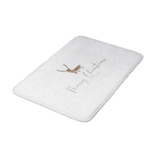 SlipperyJoe Merry Christmas reindeer red-nose antl Bath Mat