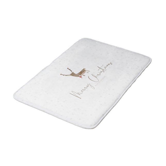 SlipperyJoe Merry Christmas reindeer red-nose antl Bath Mat (Angled)
