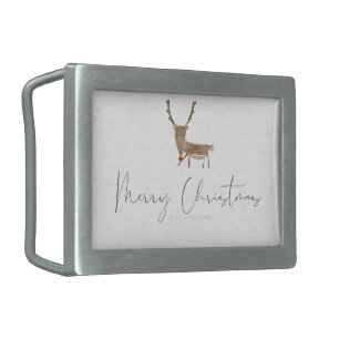 SlipperyJoe Merry Christmas reindeer red-nose antl Belt Buckle