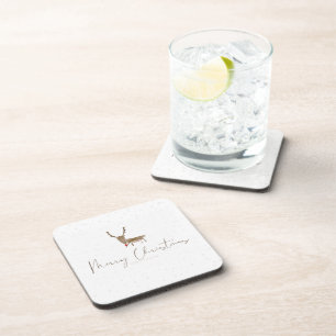 SlipperyJoe Merry Christmas reindeer red-nose antl Beverage Coaster