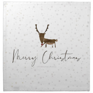 SlipperyJoe Merry Christmas reindeer red-nose antl Cloth Napkin