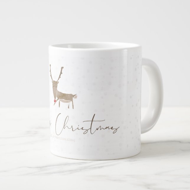 SlipperyJoe Merry Christmas reindeer red-nose antl Giant Coffee Mug (Front Right)