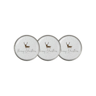 SlipperyJoe Merry Christmas reindeer red-nose antl Golf Ball Marker