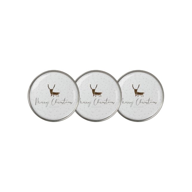 SlipperyJoe Merry Christmas reindeer red-nose antl Golf Ball Marker (3 Up)