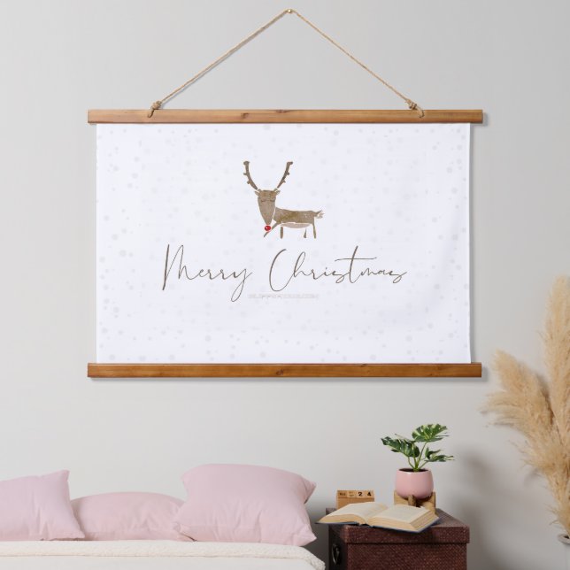 SlipperyJoe Merry Christmas reindeer red-nose antl Hanging Tapestry (Bedroom)