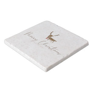 SlipperyJoe Merry Christmas reindeer red-nose antl Trivet